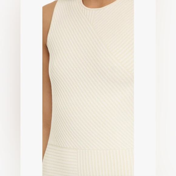 THEORY Irelia Geometic-Knit Sleeveless Ivory White Dress Women's Size M - Picture 3 of 11